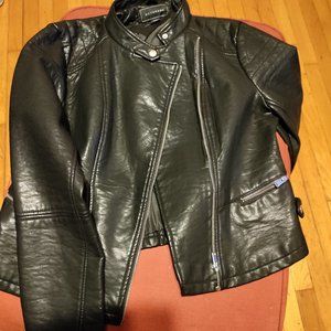 Black Cafe moto racer faux leather jacket Metaphor size large